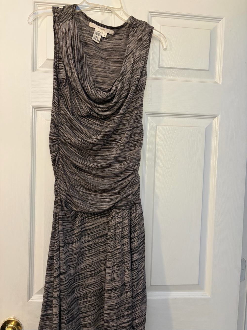 Studio M Sleeveless Cowl Midi Dress in Marled Gray
